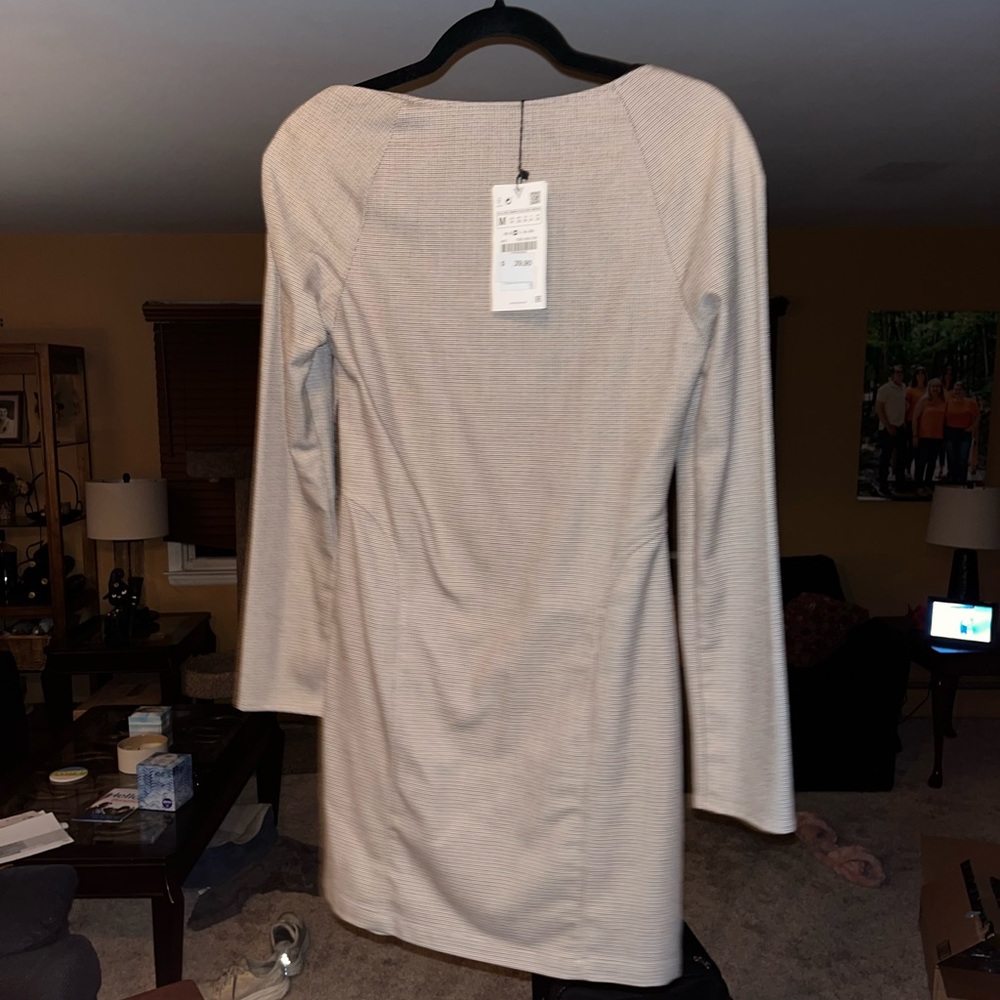 zara bodycon long sleeve plaid mini dress
